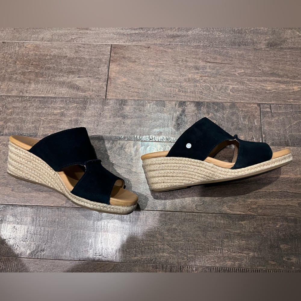Ugg black suede cork wedges size 7.5